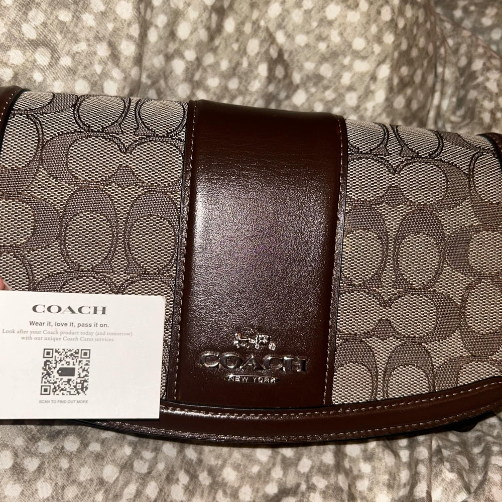 Coach Tan and Brown Signature Belt Bag